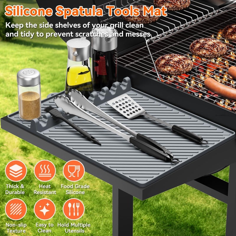 Protebox Silicone Griddle Mat for Blackstone - Magnetic Silicone Grill Tools Mat for Blackstone Accessories, Side Shelf Spatula Utensil Mats with Drip Pad for Outdoor BBQ Grill Kitchen Countertop (Gray 1-Pack) - Image 2